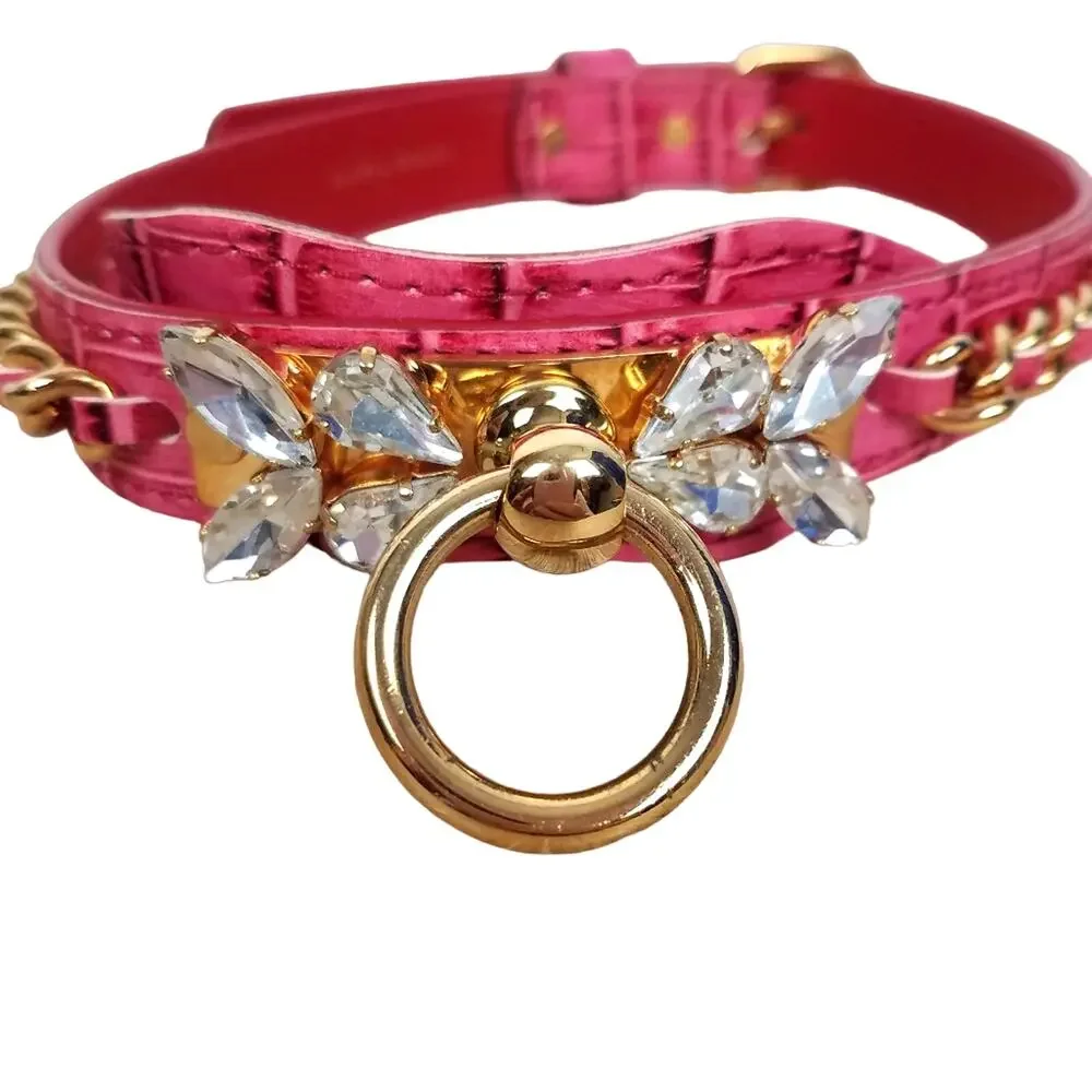 Olivia Riegel | Pink Dog Collar Swarovski Crystals Small to Medium